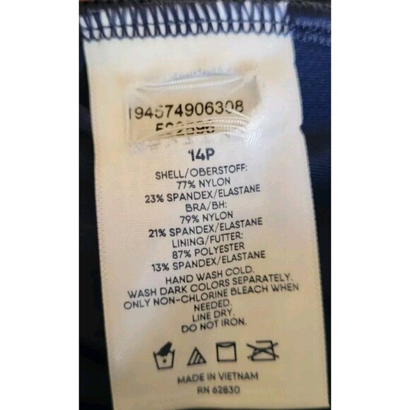 Swim Top Navy 14P Lands' End Solid Wrap Front Tankini Petite Tummy Control S867 - Picture 5 of 7